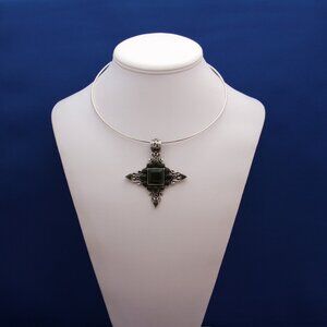 Vintage Jade Pendant and Sterling Silver Necklace